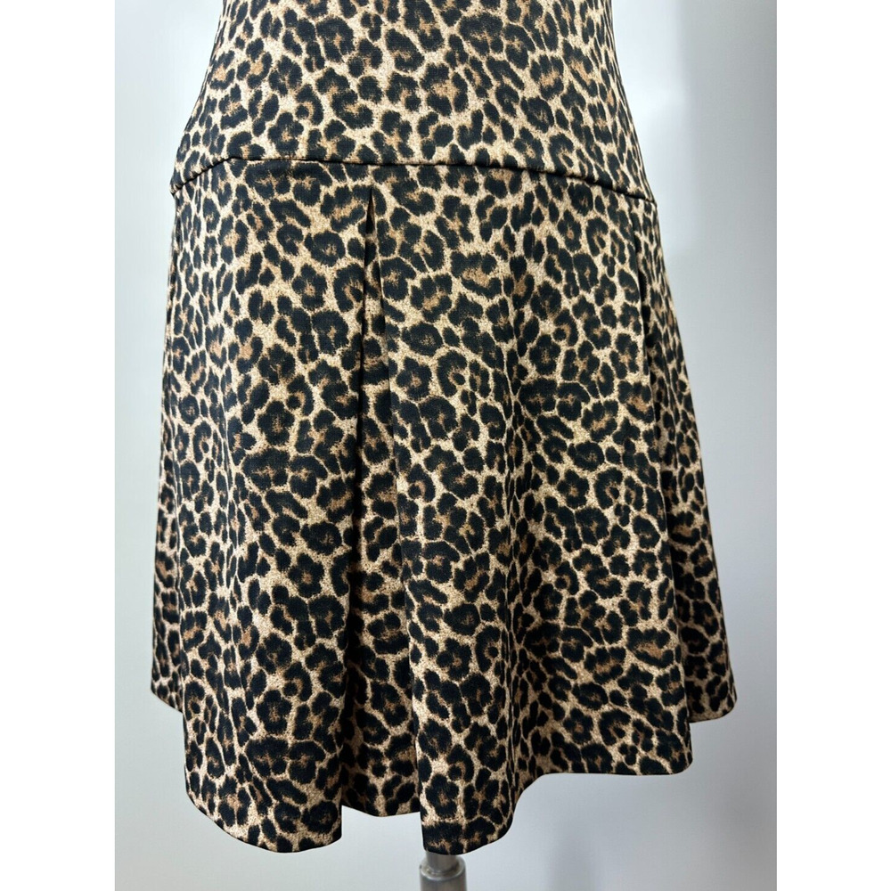 Michael Kors Leopard Print Dress Sleeveless Pleated Skirt Zipper Shoulder Size 2 - Picture 4 of 16
